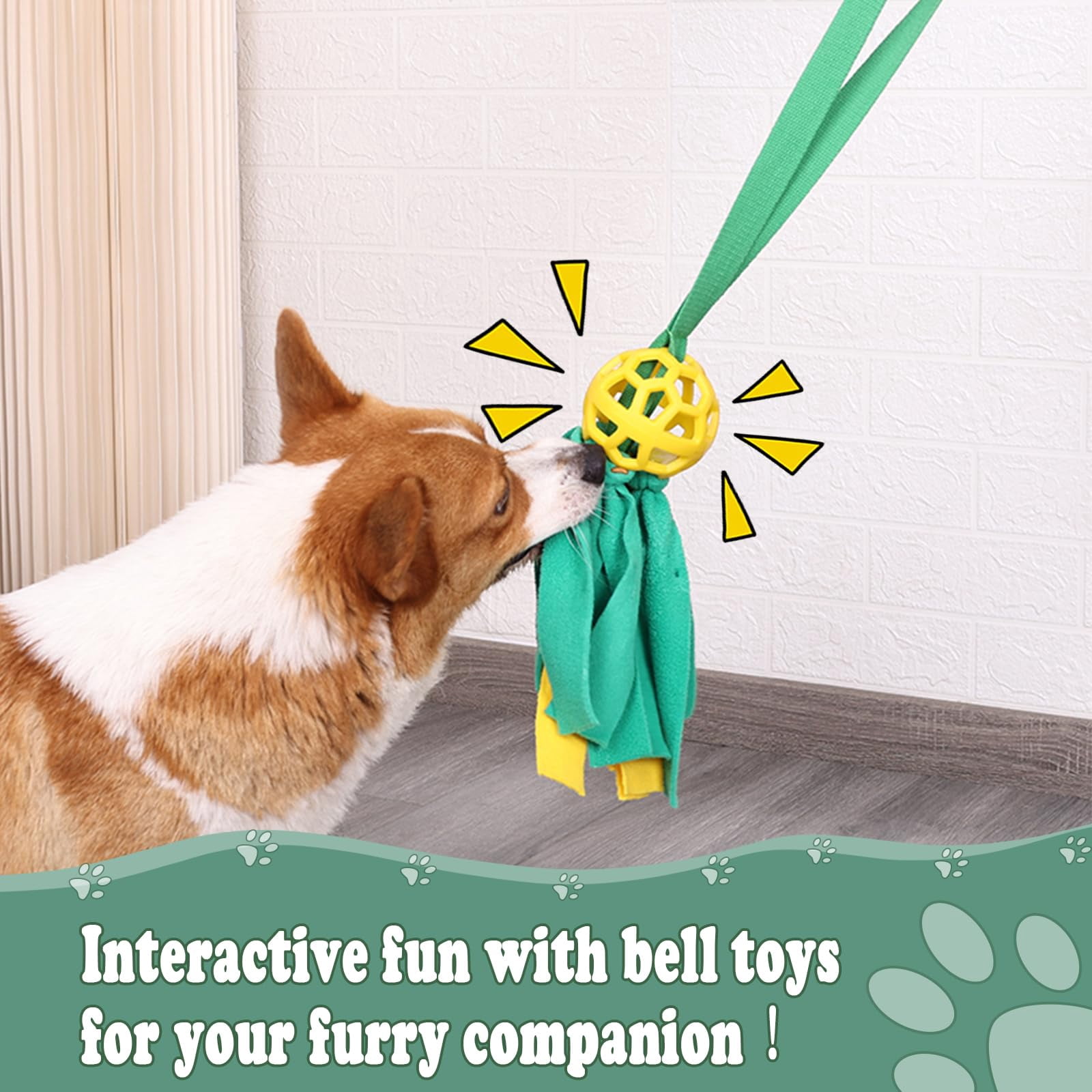 Interactive Dog Tug Toy,Indestructible Dog Toys for Aggressive Chewers,Tough Squeaky Dog Rope Toys for Training (Yellow & Green)