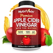 Nutrivein Apple Cider Vinegar Capsules - 1600 Mg Digestive Support - 120 Count