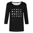 thumbnail image 4 of Ailaofu T-Shirts de la Saint-Valentin à Manches 3/4 Col Rond pour Femmes avec Imprimé Cœur Graphique, 4 of 5