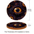 thumbnail image 3 of Eyeball 6PCS Round Coasters Microfiber Leather Set of 6 Drink Coasters with Holder, 4.3x4.3 inch, Dining Table, Bar, Home and Kitchen Decor, Black Color Coasters Package, 3 of 6