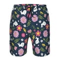 thumbnail image 3 of Cauagu Floral Rabbit Print Men's Swim Trunks,Hawaiian Bathing Suit Swimsuits Beach Shorts with Pockets for Men Quick Dry Swimming Board Shorts-Medium, 3 of 6
