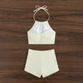 thumbnail image 6 of UTSJKR Womens High Waisted Bikini Sets Swimsuit Ruched Two Piece Bathing Suit Women's Solid Color Women Swim Top Shorts White S, 6 of 8