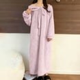 thumbnail image 2 of BiZtdJrK Winter Pajama for Women Bowknot Off Shoulder Long Sleeve Fuzzy Fleece Nightgown Full Length Cozy Warm Sleepdress Purple Free Size, 2 of 5