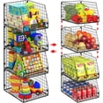 thumbnail image 1 of Paquete de 4 cestas de almacenamiento de alambre apilables XXL, organizador y almacenamiento de despensa de capacidad extra grande, multiusos para cestas de frutas y verduras, organizador de, 1 of 8