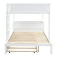 thumbnail image 5 of Full-Over-Full Bunk Bed with Twin size Trundle & Full-Length Guardrail, Wood Bunk Bed Frame with Storage & Build-in Desk, White, 5 of 7