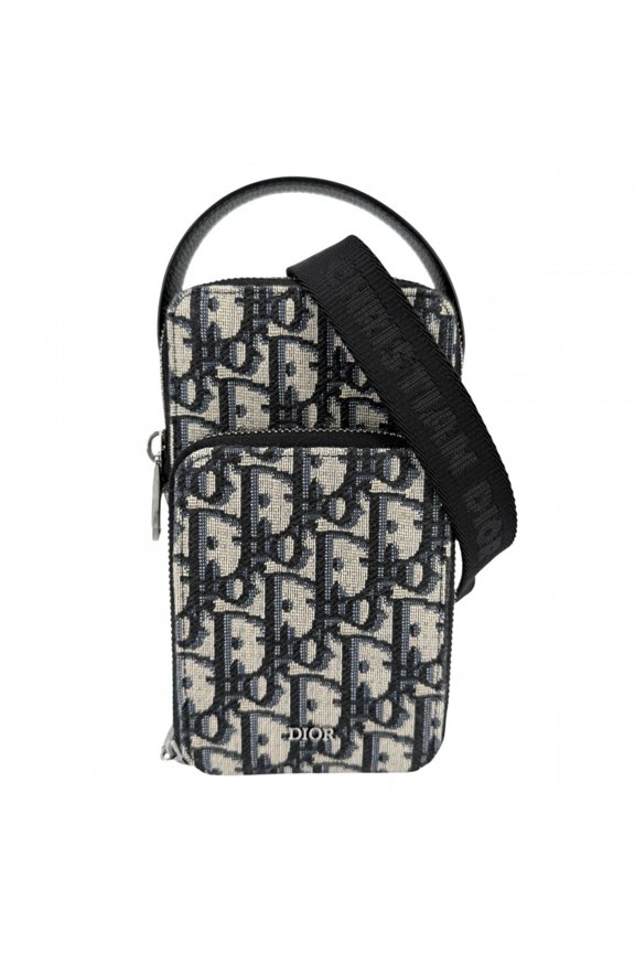 Pre-Owned Christian Dior Men's Oblique Rider Micro Pouch Shoulder Bag, Mini Crossbody Canvas...
