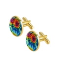 thumbnail image 2 of Tie Dye Stylish Men's Silver Stainless Steel Cufflinks Set for Business Attire and Special Events, 2 of 6