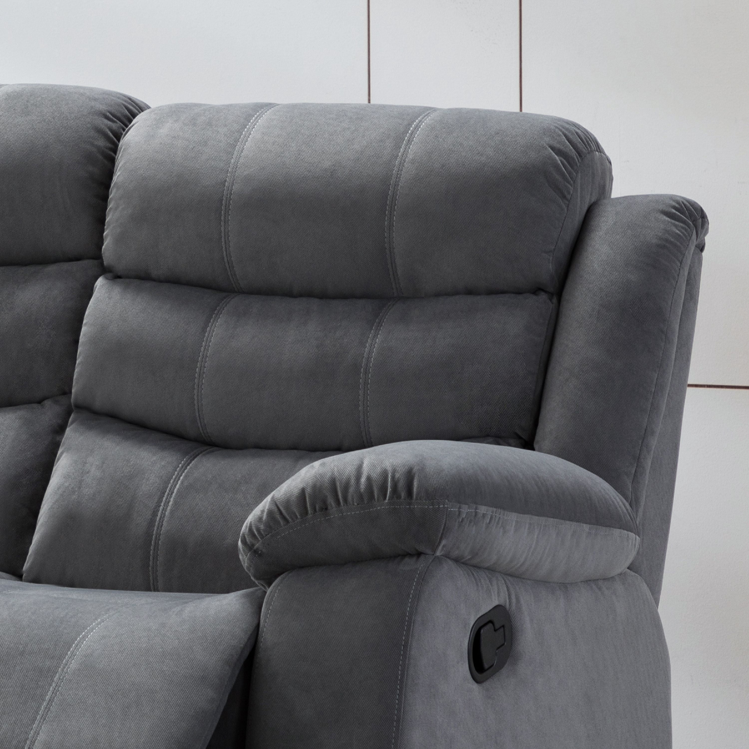 AC Pacific Jim Contemporary Polyester Fabric Reclining Loveseat with Lumbar Massager