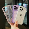thumbnail image 6 of for iPhone 14 Pro Case 6.1",Cute Curly Wave Case with Star Glitter,Clear Shiny Bling Soft TPU Shockproof Phone Protecive Case for Women Girls-Blue, 6 of 13