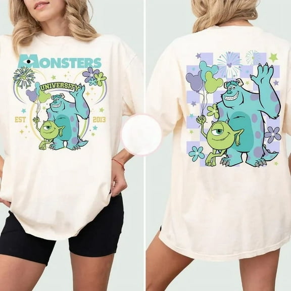 Comfort Colors Vintage Monsters University 2Sided T-Shirt, Funny Cartoon Shirt, Family Vacation Tee