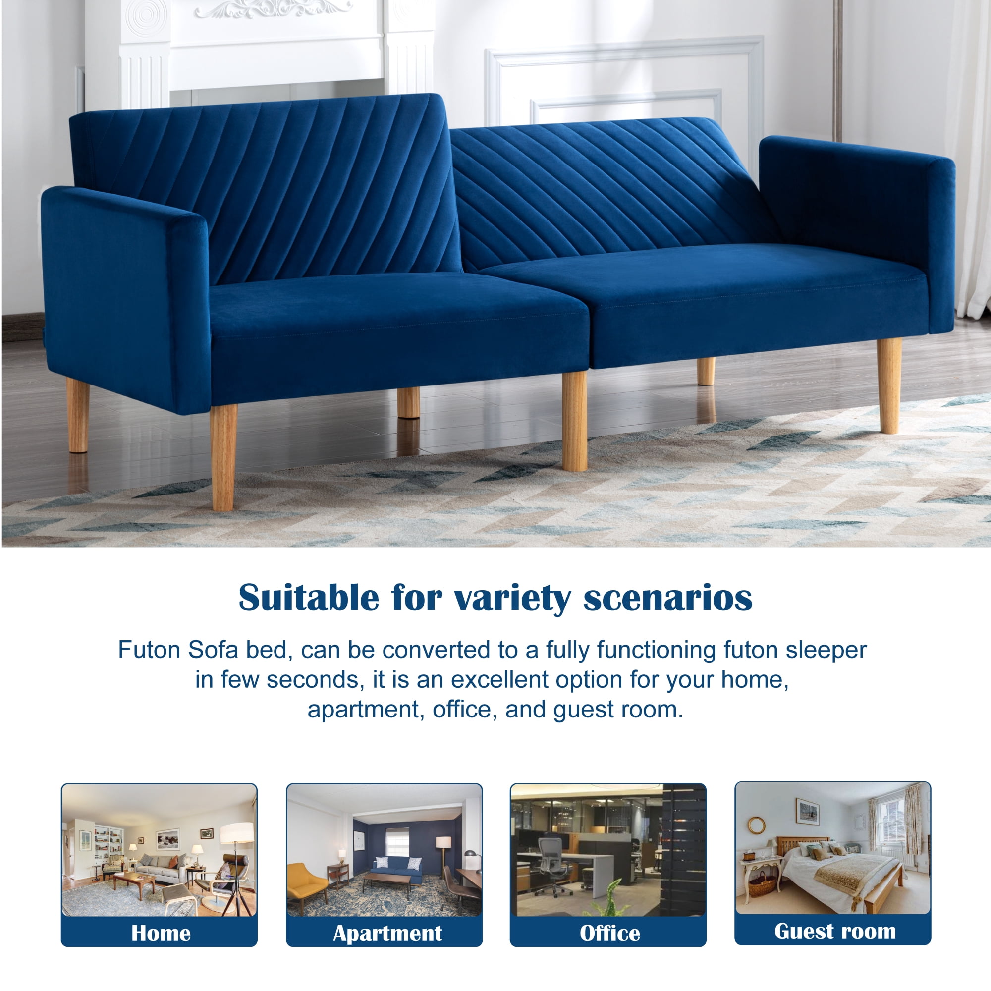 Futon Sofa Bed,Sleeper Sofa,Small Sofa,Loveseat,Mid Century Modern Futon Couch,Sofa Cama,Couches for Living Room,Black
