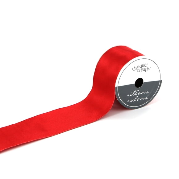 UNIQUE CREATIV, ruban, satin simple face, rouge, armature métallique, 50mm x 2.7m (2" x 9 pi)