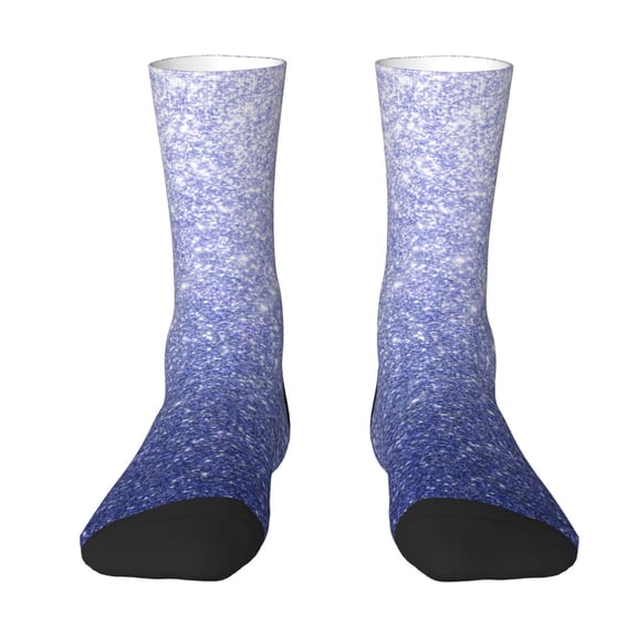 Uemuo Glittering Blue Purple Pattern Women's Crew Socks, Soft Durable Breathable Moisture-Wicking with Odor Control Cotton socks