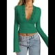thumbnail image 1 of Blusas de Encaje con Cuello en V y Larga para Salir para Mujer Verde S, 1 of 9