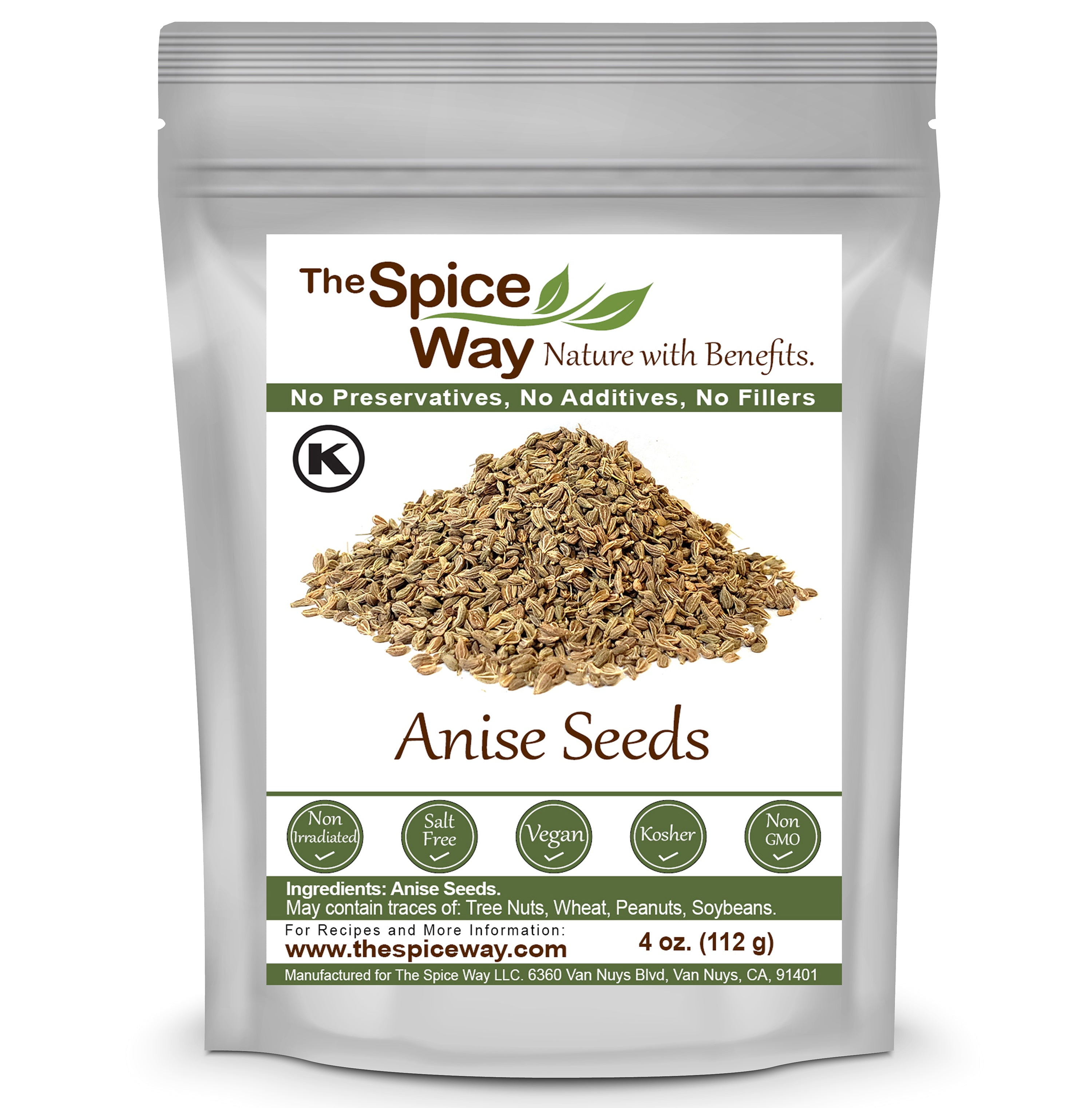 The Spice Way Whole Anise Seed Whole Spice 100 Natural Resealable Pouch 4 oz.