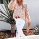 thumbnail image 4 of Blusa de manga larga con estampado floral,Blusa de gasa con cuello en V Tops de manga larga para mujer Tops de manga larga con cuello en V Diseño revolucionario, 4 of 8