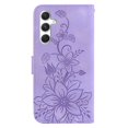 thumbnail image 4 of For Samsung Galaxy S25 5G 6.2" lily Embossed Strong Magnetic Attachment/Closure, Card Slots/Pocket, PU Leather Flip Wallet Case ﻿,Purple,For Galaxy S25 5G, 4 of 7