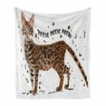 thumbnail image 1 of Cat Lover Soft Flannel Fleece Blanket, Kitty Looks Like a Tiger with Spotted Fur and Meow Typography Pets Theme, Cozy Plush for Indoor and Outdoor Use, 50" x 70", Cinnamon and Brown, by Ambesonne, 1 of 5