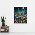 thumbnail image 4 of Artery8 Midnight Desert Blooms Flowers and Cactus Moon For Living Room Extra Large XL Wall Art Poster Print, 4 of 5