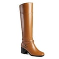 thumbnail image 3 of Ferwind Women's Riding Boots Block Heels Square Toe Crisscross Buckle Straps Adult Tan 10, 3 of 5