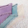 thumbnail image 3 of Gibobby Ropa interior hipster para mujer Bragas con ribete de encaje para mujer, bragas sexis de cintura para chica, transpirables, de seda helada, ultrafinas, sin costuras(Morado，Talla única), 3 of 5
