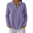 thumbnail image 2 of NominalSnug Sweatshirts for Women Long Sleeve Shirts V Neck Collared Loose Fit Pullover Tops, 2 of 8