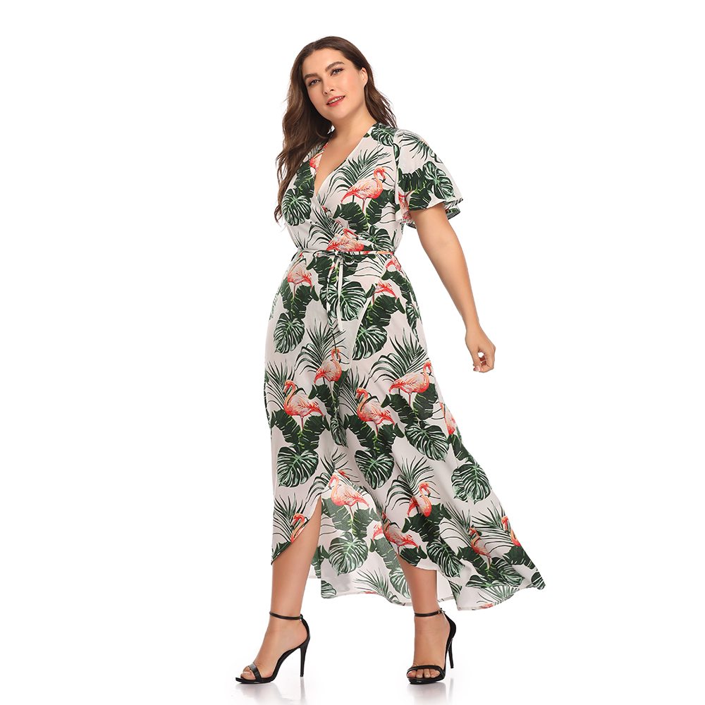 flamingo print dress plus size