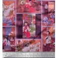 thumbnail image 1 of Soimoi Cotton Duck Fabric Flower Vase,Cat & Girl Patchwork Print Fabric by Yard 42 Inch Wide, 1 of 1