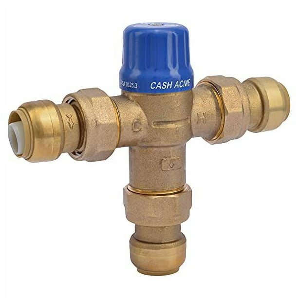 Cash ACME 2466385 Lead Free Heatguard 110-DLF Thermostatic Mixing Valve  with Sharkbite Connections, 0.75 in. 