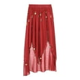 thumbnail image 4 of Jowowha Women Girls Sequins Beads Chiffon Belly Dance Skirt Folk Dance Latin Ballroom Dancewear Red One Size, 4 of 7