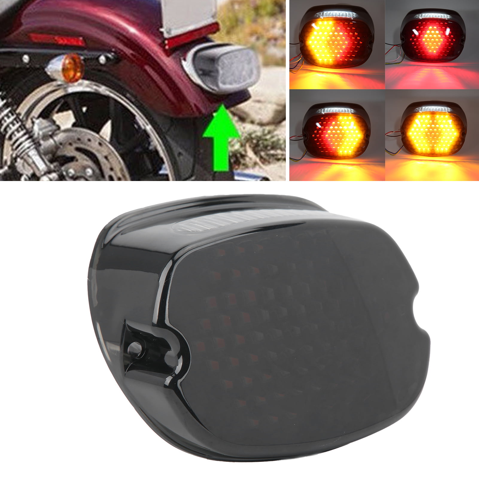 1x 12V Custom Motorcycle Taillight Brake Lamp License Plate Light Universal Fits 