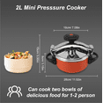 thumbnail image 3 of Mini Pressure Cooker, Fast Cooking 2L Stainless Steel Pressure Cooker Explosion for Gas Stoves, 3 of 11