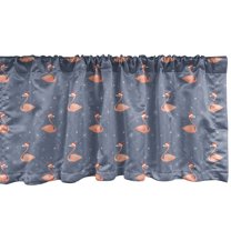 Ambesonne Fun Flamingo Window Valance, Sanra Noel Hat Birds, 54" X 12", Purpleblue Salmon