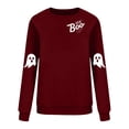 thumbnail image 4 of NMMUED Chandails d'Halloween pour Femmes à Manches Longues Hauts d'Entraînement pour Femmes Chandail d'Halloween à Manches Longues Col Rond Chandails Graphiques pour Femmes, Vin 3TG, 4 of 4