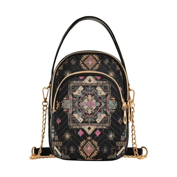 Quilted Women's Crossbody Bag Purses and Handbags with Detachable Leather Strap Abstract Shapes Pattern
