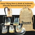 thumbnail image 2 of HIGHBIX Royal Vikings Drinking Horn Shot Cup Set of 6 Wooden Base Genuine Handcrafted 5oz Vikings Cup (Deep Black), 2 of 6