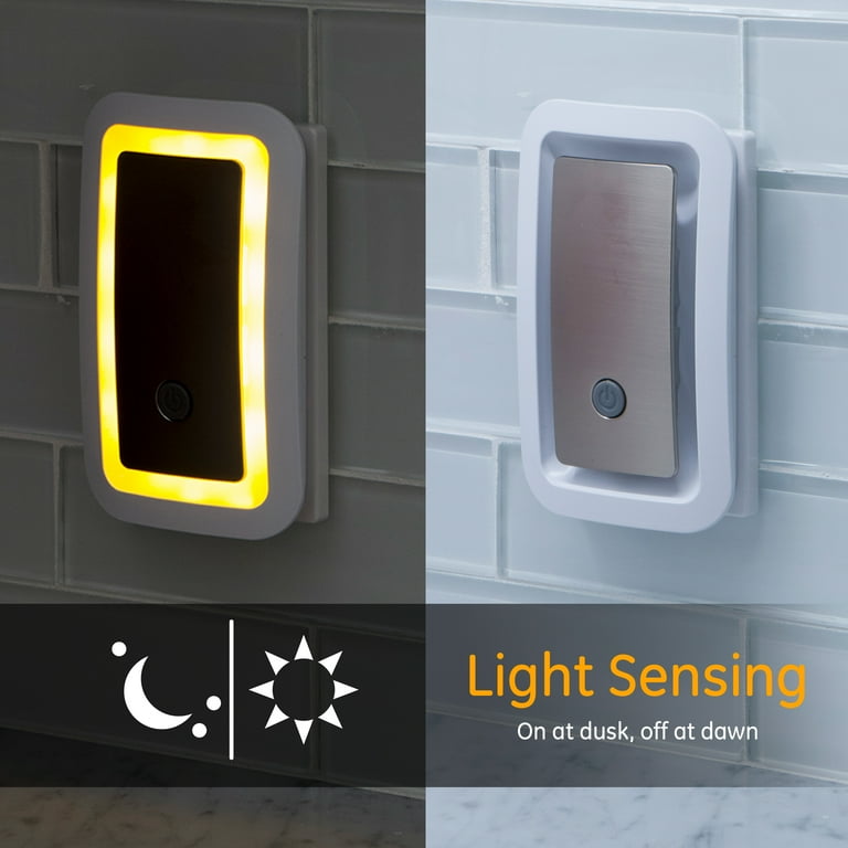GE SleepLite Amber LED Night Light, Dusk to Dawn, Brushed GE SleepLite Amber LED Night Light, Dusk to Dawn, Brushed