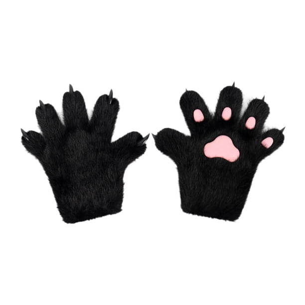 Guantes de garra de gato, accesorios para adultos, garras de animales, disfraces, accesorios para disfraces, animales Negro rosa