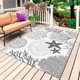 thumbnail image 4 of Outdoor Rug 3x5 ft Gray Starfish Shell Outdoor Large Area Rug Non Slip Rubber Coastal Ocean Coral Front Door Mat RV Rug Camping Carpet Patio Outdoor Rugs for Backyard Balcony Deck Porch Indoor, 4 of 9