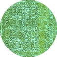 thumbnail image 1 of Ahgly Company Machine Washable Indoor Round Abstract Turquoise Blue Modern Area Rugs, 3' Round, 1 of 4