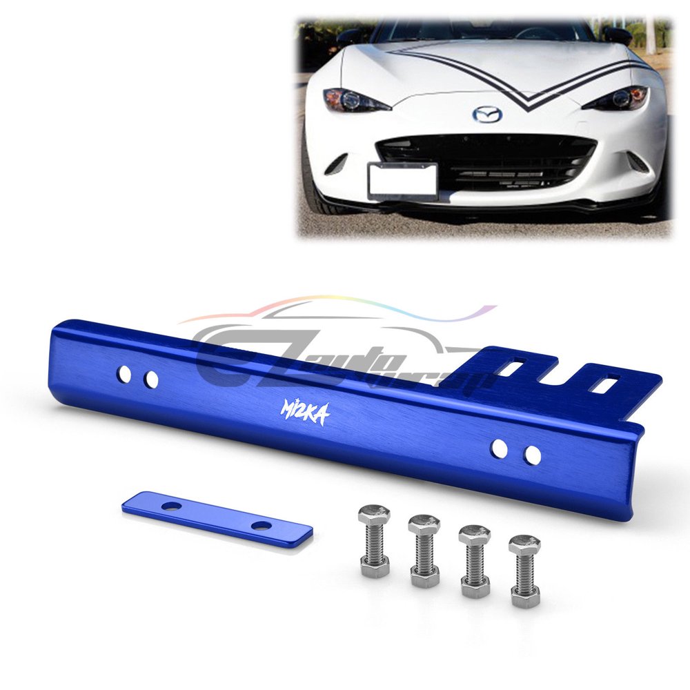 Universal Blue Aluminum Front Bumper License Plate Bracket Relocator