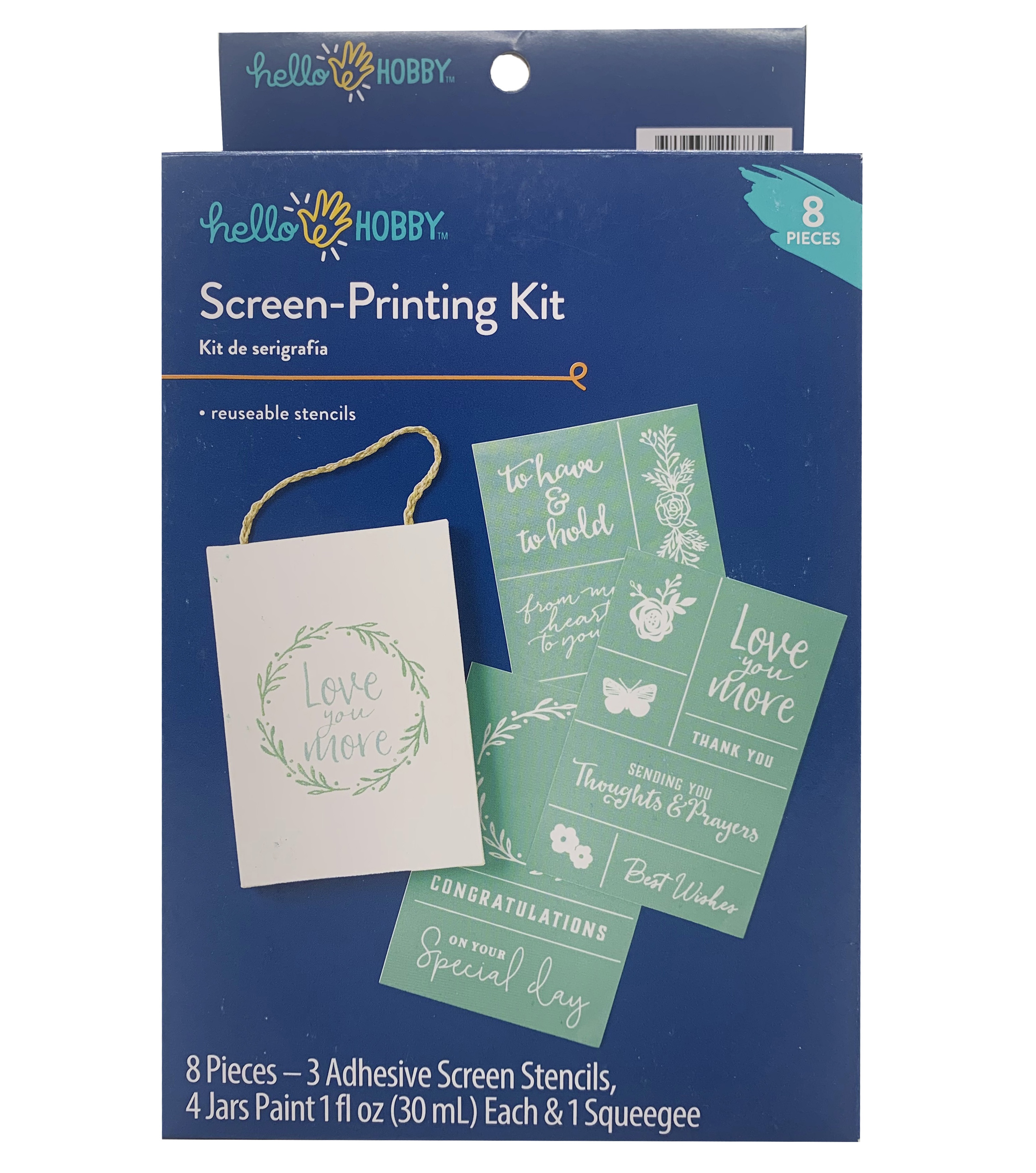 Hello Hobby Multicolor Screen Print Kit, Love, 8 Pieces