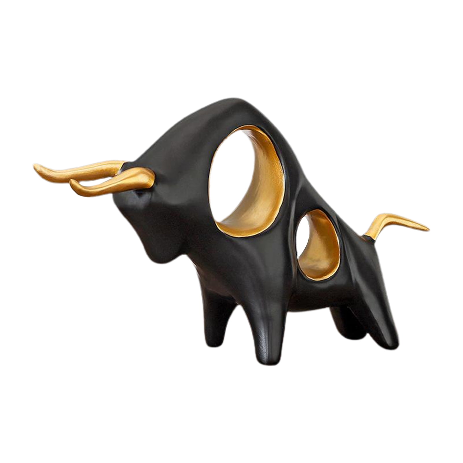 Table and Desktop Office Baoblaze Resin Sculpture Accent Piece B Black Modern Ox Bull Shaped Decorative Object for Home