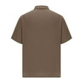 thumbnail image 4 of APEXFWDT Mens Breathable Linen Shirt Relaxed Fit Button Down Shirt with Pockets for Big & Tall Men's Summer Travel M,Coffee, 4 of 5