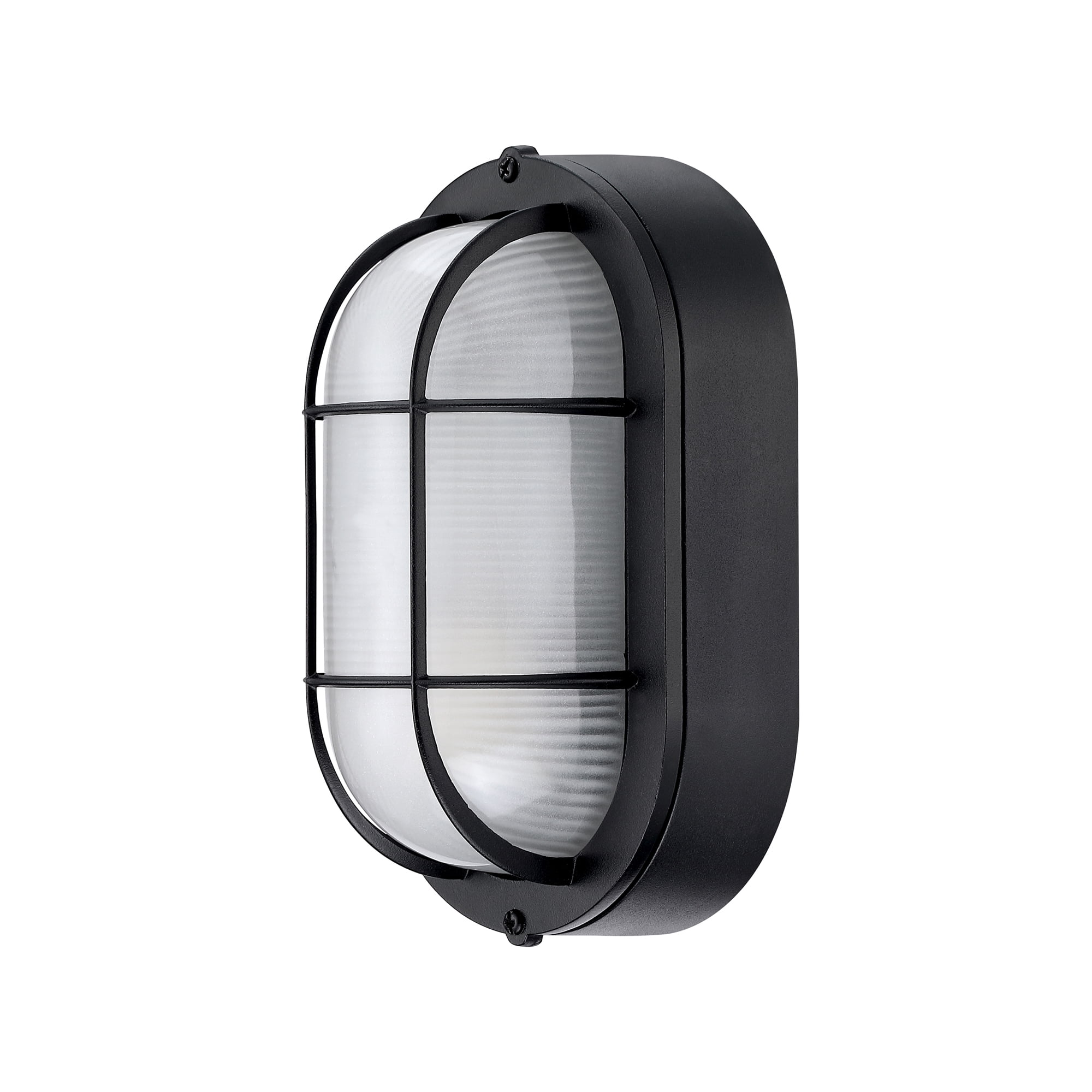 Industrial LED Outdoor Light Fixture Wall Mount with Ellipse Frosted Glass Shade, Dimmable, 3000K, 450 Lumens