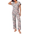 thumbnail image 2 of Fantaslook Flower Womens Pajamas Sets Two Piece Casual Lounge Sets Ruffle Sleeve Tops Wide Leg Pants with Pockets Summer Sleepwear Travel Outfits, 2 of 7