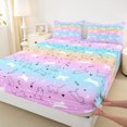thumbnail image 3 of jejeloiu Cute Puppy Dogs Queen Sheet Sets,Colorful Gradient Stripes Bed Set For Girls Kids 4-Piece, 3 of 7