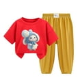 thumbnail image 1 of Odeerbi 2-12 Años Niño Niña Conjunto de Verano Camiseta de Manga Corta de Algodón Ice Silk Pantalón de Chándal Conjunto de Dos Piezas de Ropa Interior Estampada, 1 of 4