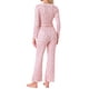 thumbnail image 3 of Conjuntos de pijama para mujeres INSPIRE CHIC con estampado de cerezas, blusa de cuello en V con volantes de manga larga y pantalones, ropa de casa de 2 piezas, talla XL, color rosa, 3 of 5