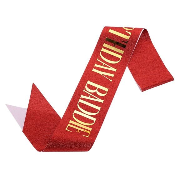 Uxcell Birthday Baddie Sash with Pin Gold Foil Lettering Party Favors Supplies Decorations Accessories for Women Costume Gifts Sweet Birth Day, Red